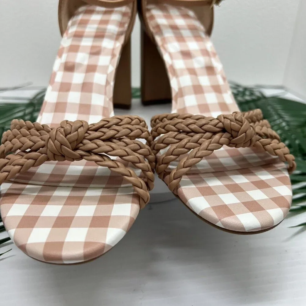 Draper James Elisa Tan Braided Open Toe Ankle Strap Dress Sandals Size 10 NWB